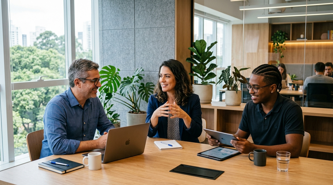 Equipe engajada e saudável no ambiente de trabalho